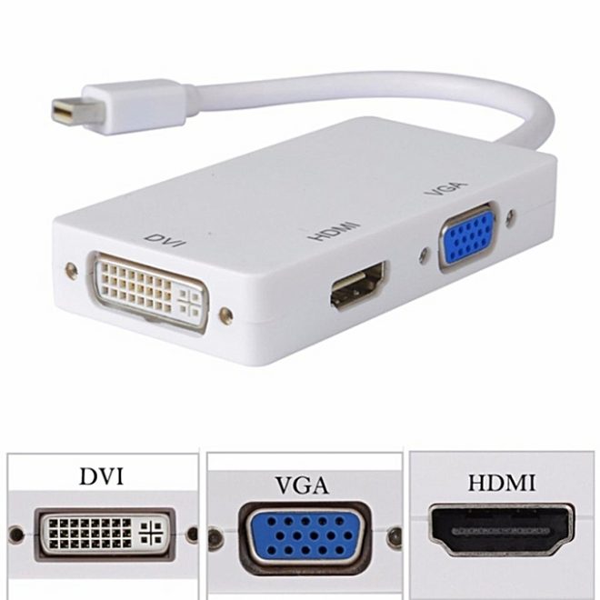 slå Modstander Derivation Mini DisplayPort DP to HDMI DVI VGA Adapter 3-in-1 Converter for Apple  MacBook – Damacom